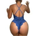 thumbnail image 3 of Gamivast Women Sexy Lingerie Backless Mini Teddy V Neck Bodysuit Floral Lace Lingerie Bodysuit Blue XL Lencería Sexy Para Mujer, 3 of 3