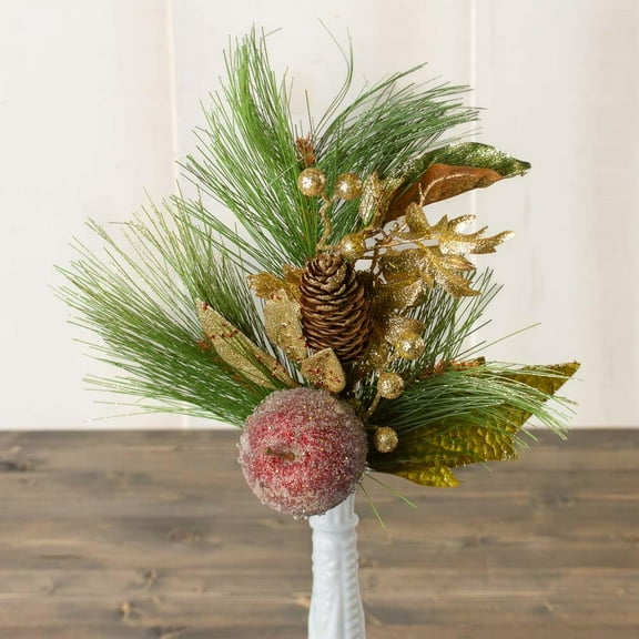 2 Artificial Beaded Fruit with Glitter Berry Pine Sprays: Add a Touch of Glamour to Your Décor (Assorted Colors)