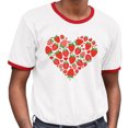 thumbnail image 2 of Strawberry Heart Ringer Tee Shirt Unisex Medium White/Red, 2 of 5