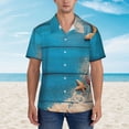 thumbnail image 4 of Lsque Shells and Starfish pattern Hawaiian Shirt for Men, Unisex Summer Beach Casual Short Sleeve Button Down Shirts-Large, 4 of 9