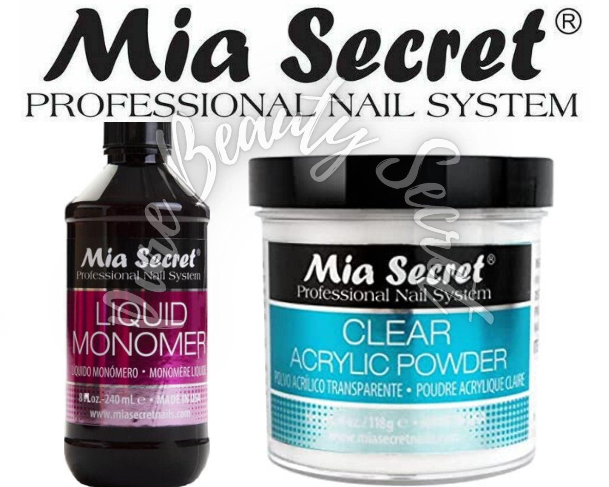 Mia Secret Liquid Monomer 8 oz and CLEAR Powder 4 oz