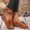 thumbnail image 6 of Womens Wedge Sandals Boho Flower Open Toe Platform Slides Shoes Summer Casual Slip on Walking Sandals, 41, 6 of 6