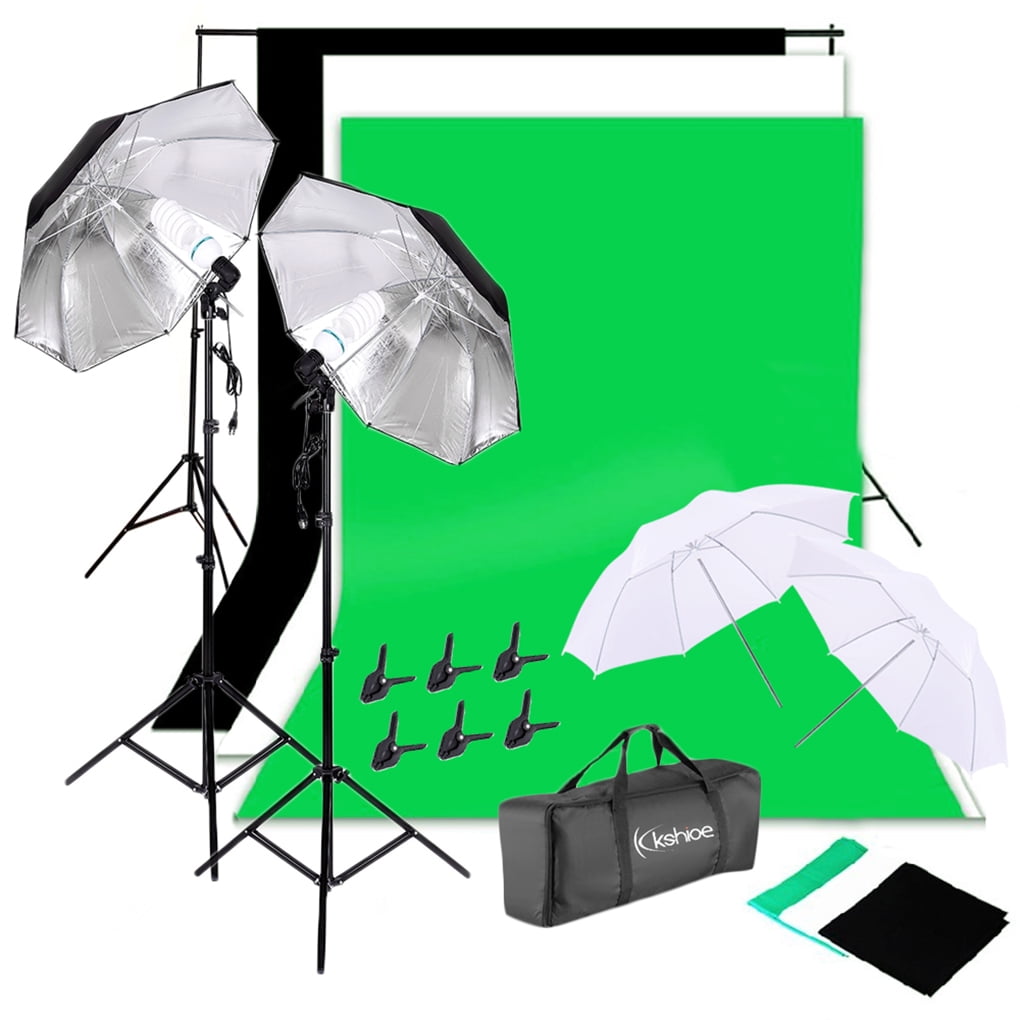 Kshioe Daylight Studio Bulbs Light Stands Backdrop Soft Reflector Umbrellas Set Professional Photography Photo Lighting Kit Walmart Com Walmart Com