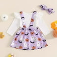 thumbnail image 7 of Jkety Halloween Toddler Clothes Newborn Baby Girl Outfit Ribbed Romper Top Boho Floral Suspender Skirt Dress Overalls Headband Set Fall Clothes White,3-6 Months, 7 of 7