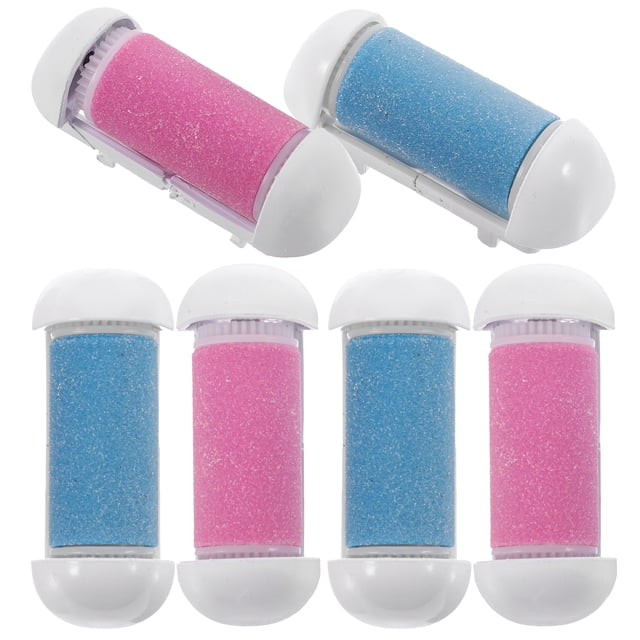 BRIGHTFUFU Herramienta de repuesto para molinillo de pies de 6 piezas, rodillo de eliminación de piel muerta, exfoliante, cutículas, removedor de callos, cabeza (rosa y azul para cada 3 piezas)