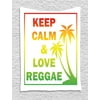 Rasta Tapestry, Keep Calm and Love Reggae Quote in Ombre Rainbow Colors Music Themed, Wall Hanging for Bedroom Living Room Dorm Decor, 40W X 60L Inches, Light Green Red and Yellow, by Ambesonne