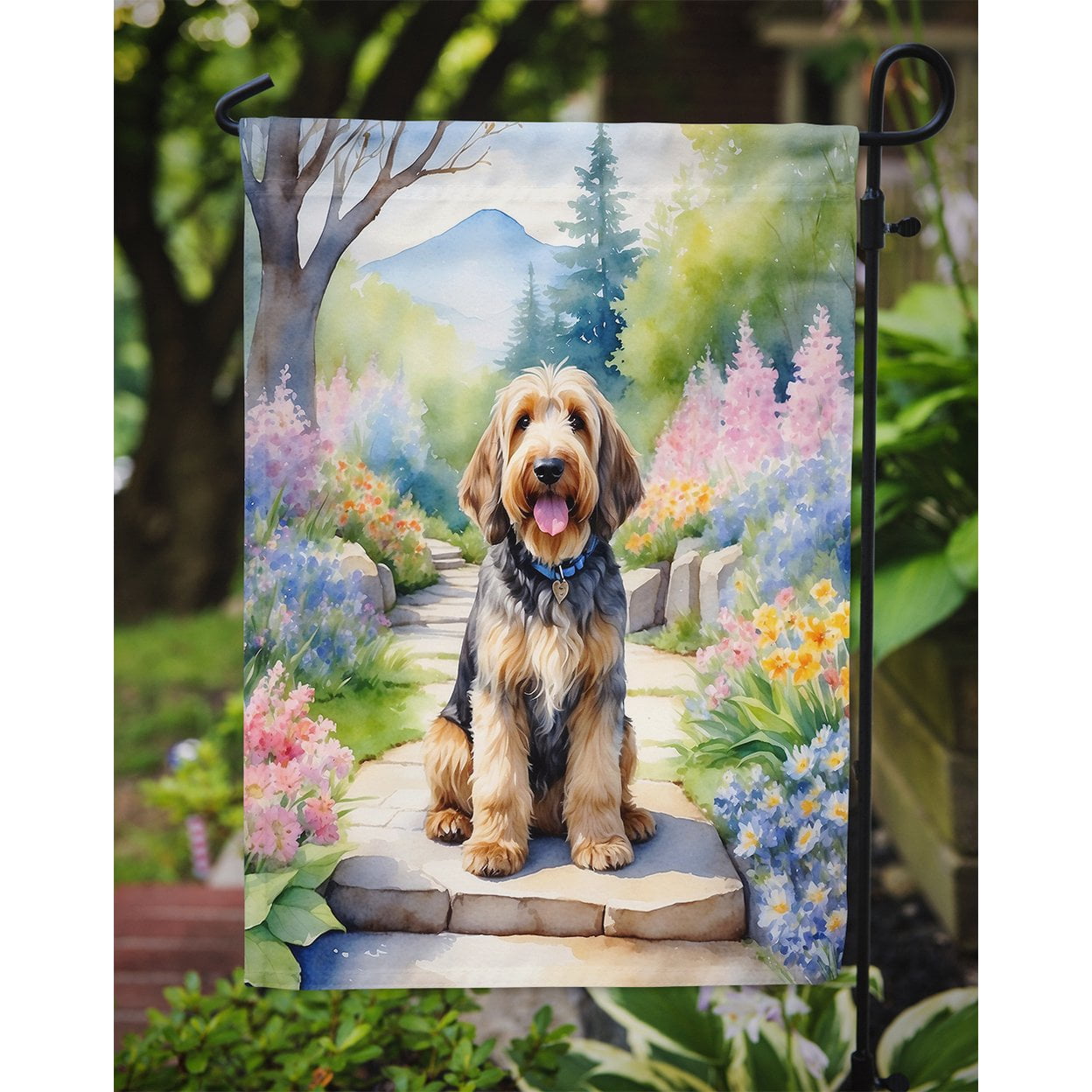 Otterhound Spring Path Garden Flag 11.25 in x 15.5 in