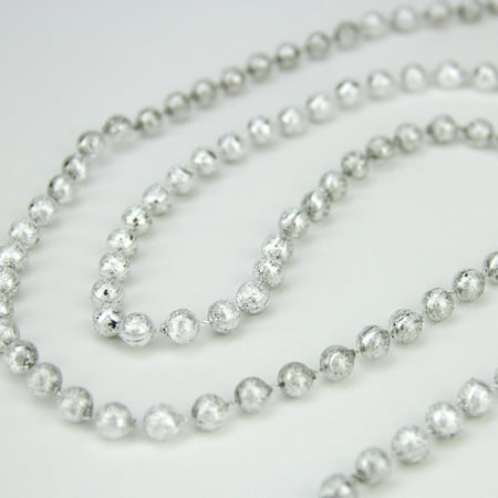 Metal Beaded Garland - Metallic Celestial Silver Lame' Beaded Christmas Garland 15' x 6mm