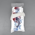 thumbnail image 2 of Ambesonne Japanese Bedding Set 4 Pcs, Carp on Flag, Queen, White, 2 of 3