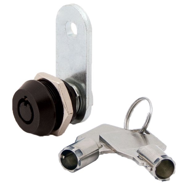 Tubular Cam Lock With 3/8" Cylinder, Black, Keyed Different 4 Pack