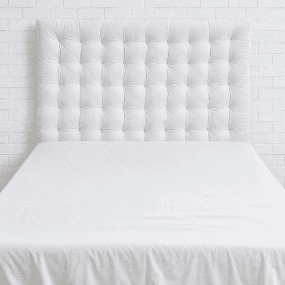 Dormify Melody Tufted Cushioned Headboard, Twin/Twin XL, White Velvet Upholstered Polyester Wall-Mounted Headboard, White