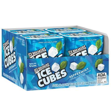 Ice Breakers Ice Cubes Sugar-Free Peppermint Gum, 40 Pieces, 4