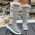 thumbnail image 2 of Dasayo Gray Womens Booties Winter Furry Mid-Calf Fleece Lined Snow Buckles Non Slip Boots Womans Shoes 43, 2 of 9