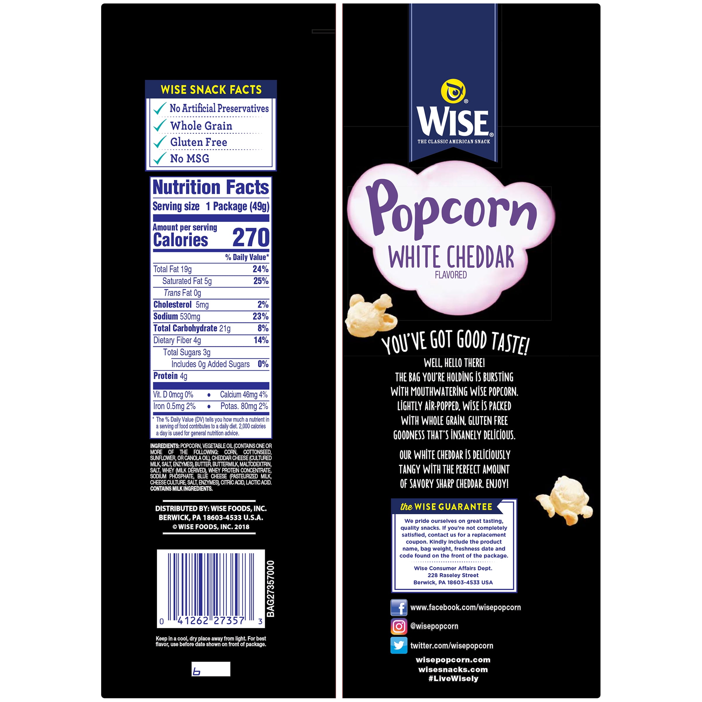 wise white cheddar popcorn