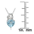 thumbnail image 2 of Sterling Silver 1.9ct TGW Blue Topaz and White Topaz Double Heart Necklace, 2 of 2