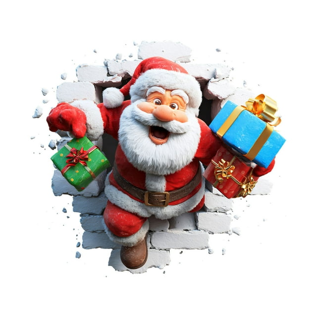 Adhesivos de pared grandes y removibles, fáciles de despegar y pegar, sin 3D, adhesivos de Papá Noel para ventanas y refrigeradores