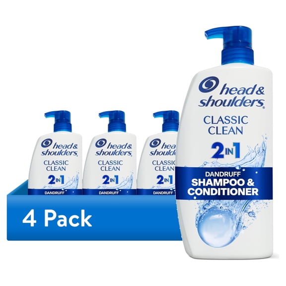 (4 pack) Head and Shoulders 2 in 1 Dandruff Shampoo and Conditioner, Classic Clean, 28.2 fl oz