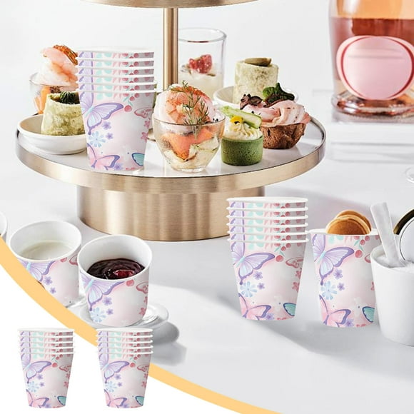 Penkiiy Butterfly Party Platos Decoración, Girl Butterfly Party Papel Mesa Set Platos desechables Servilletas Copas pajitas Baby Shower Butterfly Party Suministros