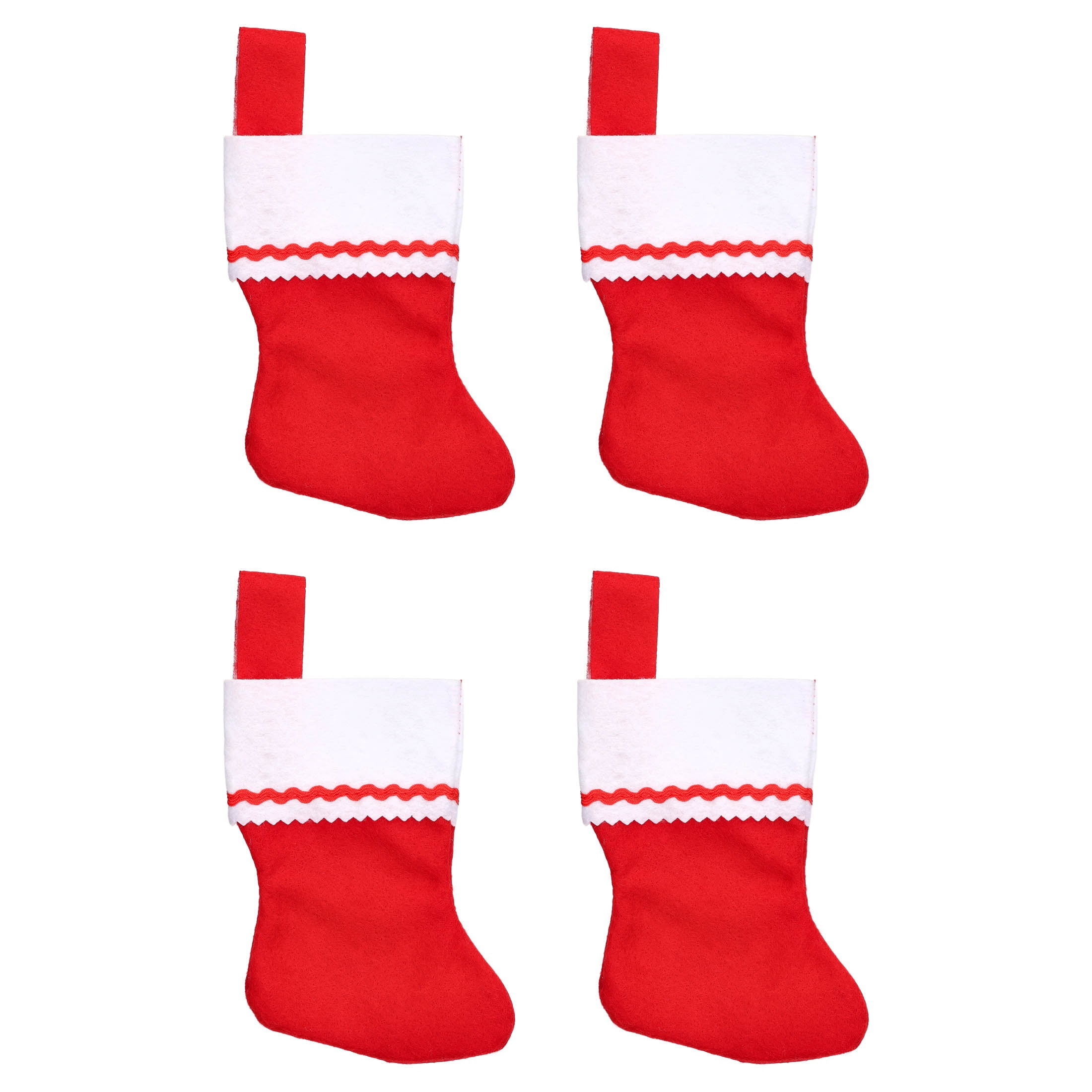 Mini Christmas Stockings, Red and White, 6", 4 Count, by Holiday Time