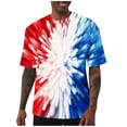 thumbnail image 2 of Avrnliq Mens Patriotic Tie Dye Burst Graphic T-Shirt, Red White Blue All Over Print, Short Sleeve Crew Neck, Regular Fit, S-6XL Multicolor,Size 5XL, 2 of 6