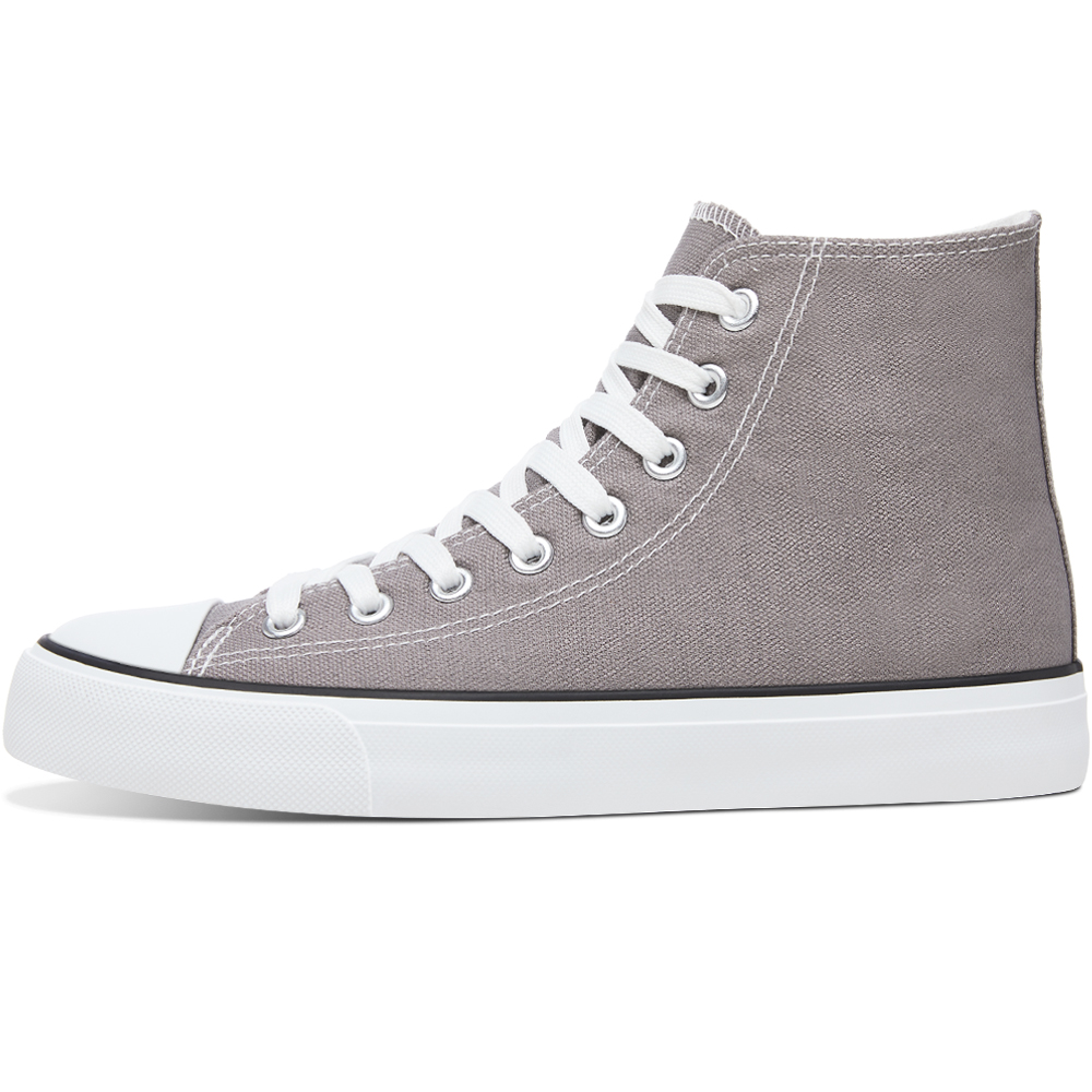 AOMAIS Womens High Top Canvas Sneakers Lace Up Mid Top Canvas Shoes Comfortable Non Slip Walking Shoes Casual Tennis Shoes for Women(Gray US9)