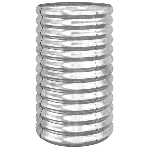 Jardinera VidaXL redonda plateada de acero con recubrimiento en polvo