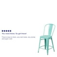 thumbnail image 4 of Flash Furniture Commercial Grade 24" High Mint Green Metal Indoor-Outdoor Counter Height Stool with Back, 4 of 12