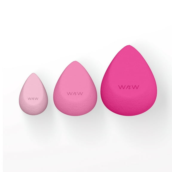 Wet n Wild Power Trio 3-Piece Face Makeup Sponge Wedge Set,  Streak-Free Blending Sponges, 3pc