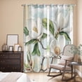 thumbnail image 3 of White Floral Kitchen Curtains 96 Inch Length, Pastoral Farmhouse Magnolia Flowers Leaves Grommet Top Bedroom Living Room Curtains, Light Filtering Cafe Curtain Drapes 2 Panels Set 104''x96'', 3 of 9