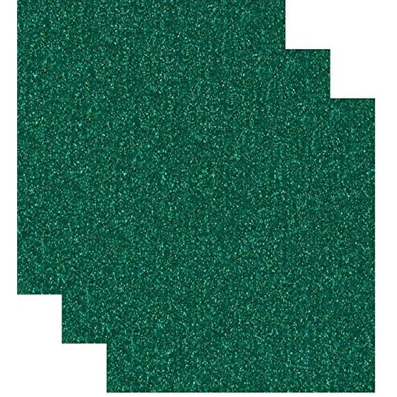 Siser Glitter Heat Transfer Vinyl HTV for T-Shirts 10 by 12 Inches (1 Foot) 3 Precut Sheets (Emerald Green)