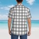 thumbnail image 4 of Balery Gray Checkboard Camisas hawaianas de manga corta para hombre, camisas playeras de corte holgado, camisas de vacaciones con botones,Small, 4 of 7