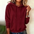 thumbnail image 2 of Nowekniz Fall Women Knit Fleece Hoodie Pullover Sweater, Loose Fit Long Sleeve Drawstring Hooded Sweatshirt with Pockets, Casual Fashion Daily Outfit Top, 2 of 6
