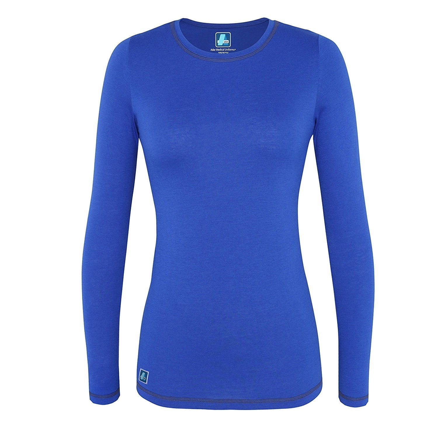 Adar Womens Comfort Long Sleeve Fitted T-Shirt Underscrub Tee- 3400 - Royal Blue - XS