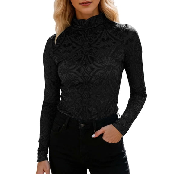 CONZONE Women's Velvet T-Shirts Long Sleeve T-Shirts for Women Trendy Floral Embroidery Soft Loose Fit 2026 Fashion Tops for Lady