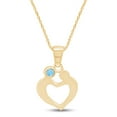 thumbnail image 3 of AFFY Round Simulated Aquamarine Mom Love Heart Pendant Necklace 14K Yellow Gold over Silver, 3 of 5