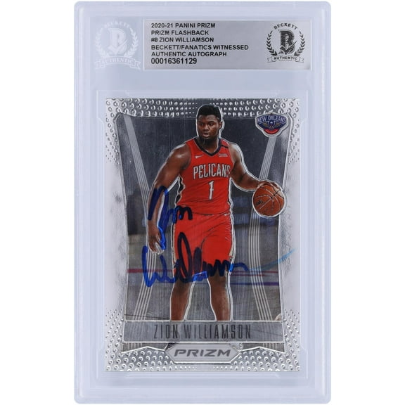 Zion Williamson New Orleans Pelicans Autographed 2020-21 Panini Prizm Flashback #8 Beckett Fanatics Witnessed Authenticated Card - Fanatics Authentic Certified