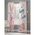 thumbnail image 4 of Easter Rabbits Sheer Curtains 108 Inch Length 2 Panels Set Window Treatments, Spring Floral Cute Bunny Butterflies Pink Rod Pocket Semi Curtains for Living Room/Bedroom/Kitchen Décor, 104"W x 108"L, 4 of 7