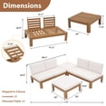 thumbnail image 3 of JOIVI 4 Piece Outdoor Acacia Furniture Set, Patio Furniture Sectional Sofa Set with Adjustable Armrest and 2-in-1 Coffee Table for Backyard, Garden, Balcony, 3 of 8