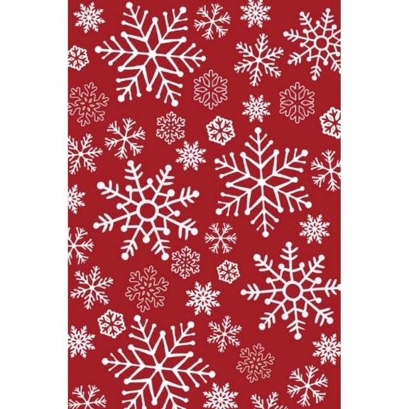 Yesfashion Carpets Area Rugs Washable 1150Gsm Heavy Pearl Velvet Washed Back Folding Printed Carpet-Christmas-Full Covering Snowflakes Red hue 2*3ft