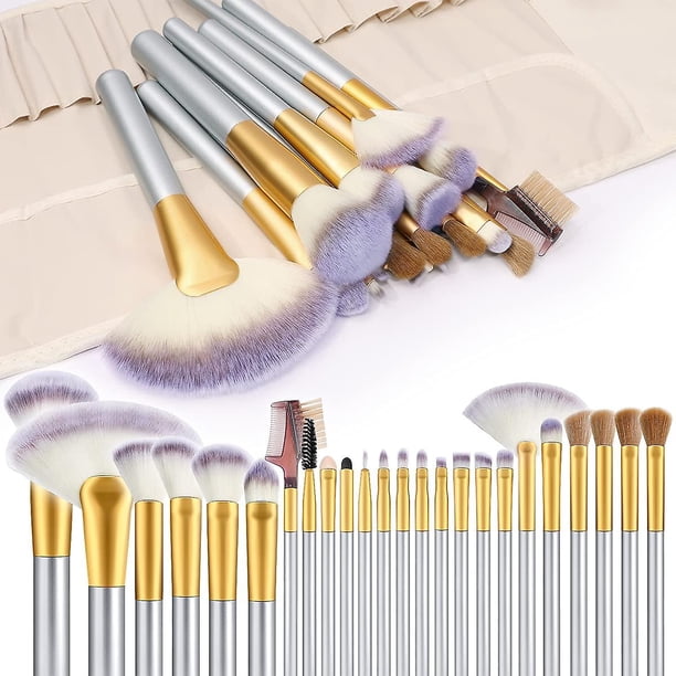 Brochas De Maquillaje, Heytea Juego De Brochas De Maquillaje Cosmético Premium De 24 Piezas Para Base De Mezcla, Rubor, Corrector, Sombra De Ojos, Cerdas De Fibra Sintética Sin Cru