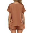 thumbnail image 3 of Inleife Two Piece Sets for Women Summer Womens Fashion Solid Round Neck Pajama Set Home Clothing T-shirt Shorts Blouses Set Brown Sizes S, 3 of 3