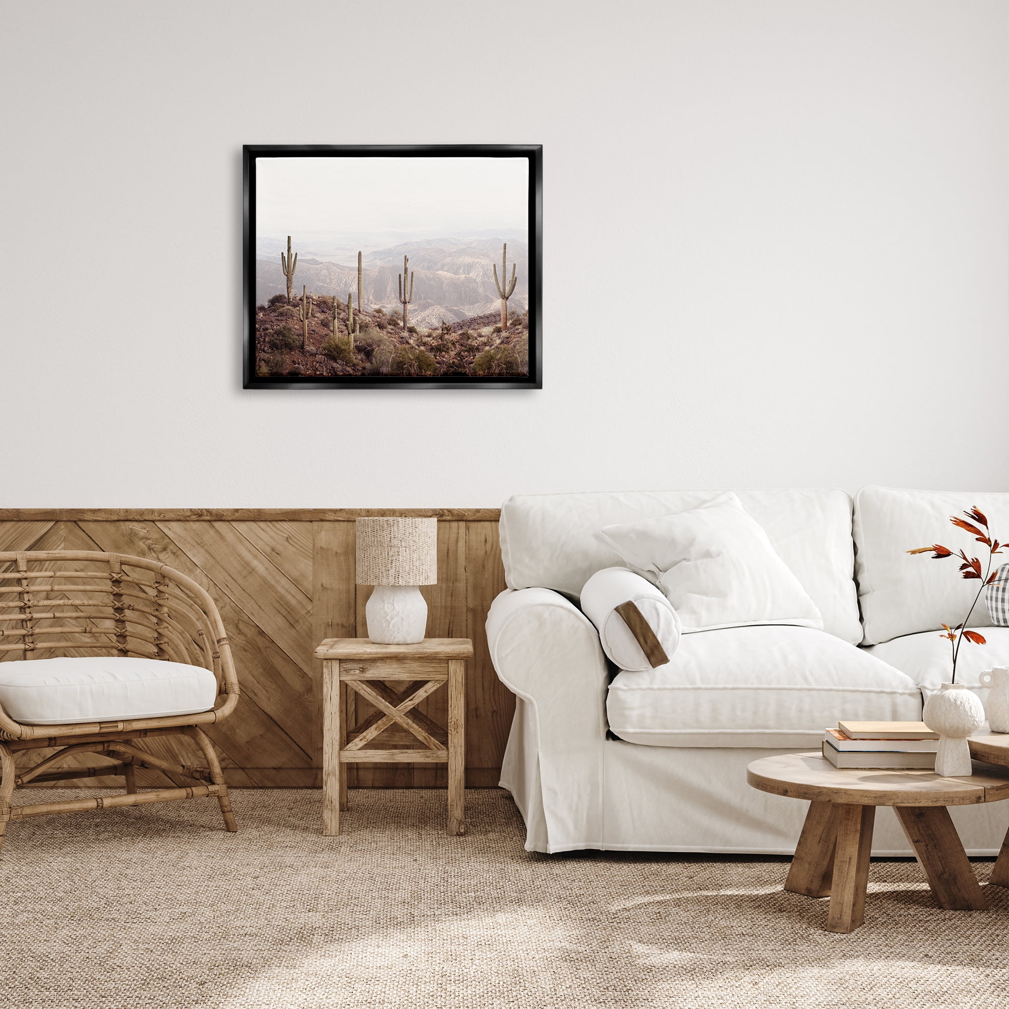 Stupell Industries Cacti Overlooking Desert Nature Photography Black Floater Framed Art Print Wall Art, 31 x 25