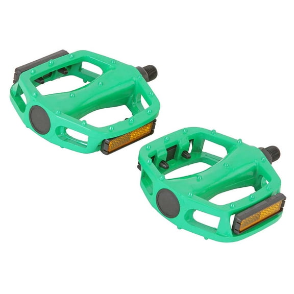 Green 505 Alloy Pedals 1/2" bike pedals. Bicycle Pedals for 1 piece Crank.
