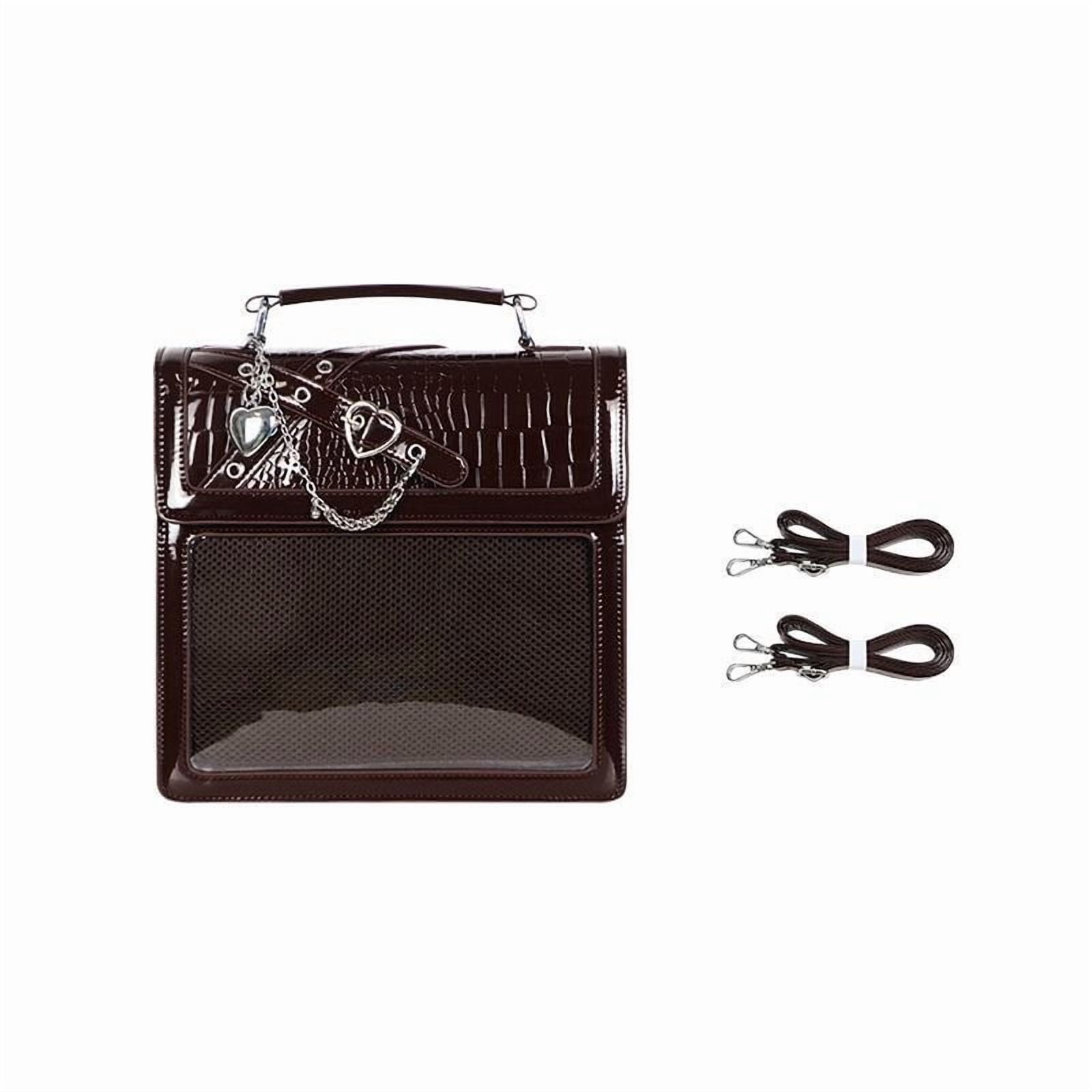 Baguery Gothic Kawaii Ita Crossbody Bag - PU Leather Mini Bag with Heart Pendant & Chain Accents for Women