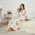 thumbnail image 3 of SEANATIVE Women's Nightdress Button Front Nightgown Long Sleeve Pajama Dress Soft Cozy Full-Length Night Gown Lounging Dress Nightwear Loose Housecoat, XL, Capybara Cake Star Print, 3 of 7