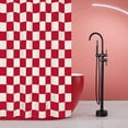 thumbnail image 2 of Aesthetic Checkerboard Grid Pattern Shower Curtain, Beige Red Modern Shower Curtain Sets Decoration 71x71 Inch with Hooks, 2 of 6