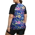 thumbnail image 4 of FOLUNSI Womens Plus Swimsuits 2 Piece Rash Guard Raglan Short Sleeve with Boyshorts Surfing Swimwear 0X-5X, 4 of 5