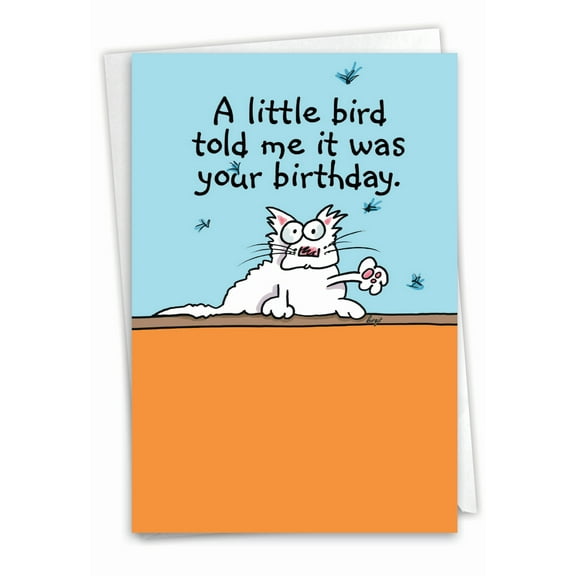 NobleWorks Funny Birthday Greeting Card with 5 x 7 Inch Envelope (1 Card) Bday Little Bird C9592BDG