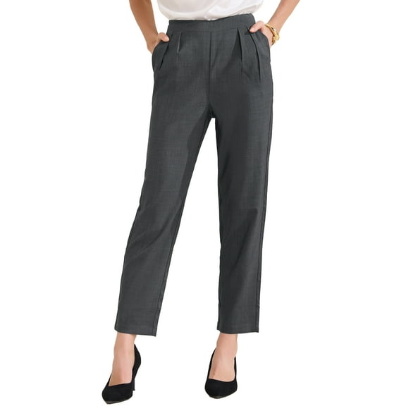 DARING DIVA Women's Straight Leg High Waist Cropped Pants with Slant Pockets XS Dark Grey