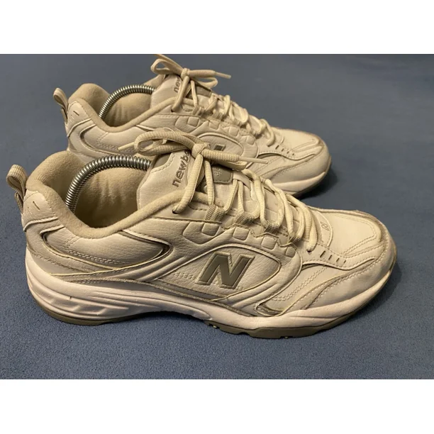 New Balance 407 White/Gray Trainer Athletic Casual Leather Sneakers U.S. Size 10
